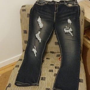 Almost famous distressed boot cut jeans